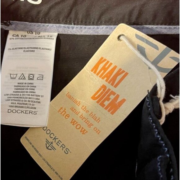 Dockers 10 Black Khaki Diem Zip Button Waist 5 Pockets Cotton Bermuda Shorts - Picture 6 of 6